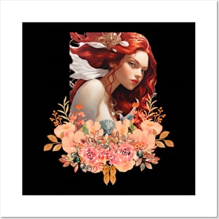 Flowered Redhead Beauty Posters and Art